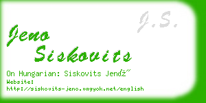 jeno siskovits business card
